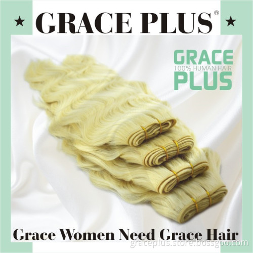 Grace Plus 8-30" various colors available 100 human hair weave brands premium jazzy blonde curly real hair extensions dropship